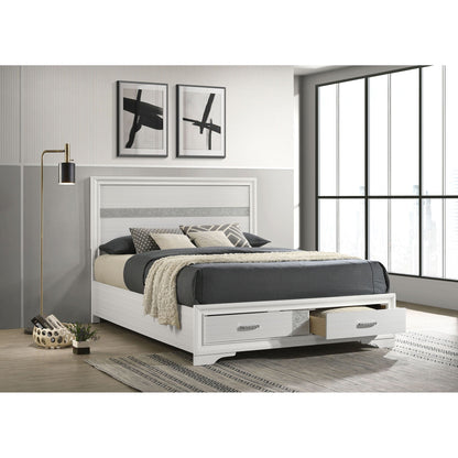 Orchid Storage Panel Bed by HouseOfZazla, white wood platform bed with built-in drawers on Tampa Home & Garden Store