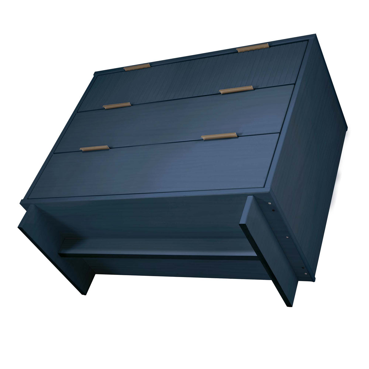 Solid Wood 3-Drawer Dresser with Ribbed Fronts in blue with gold-tone handles HouseOfZazla on Tampa Home & Garden Store