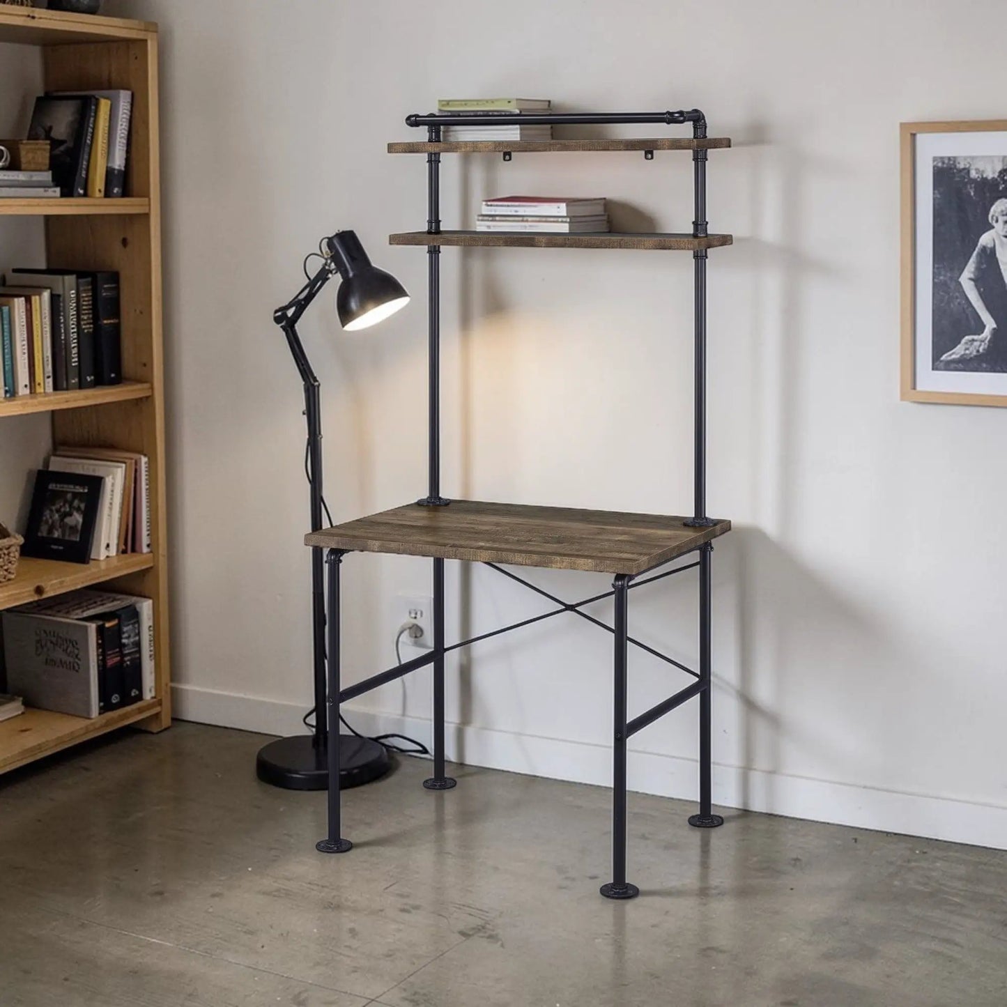 Ensata Rustic Writing Desk Black Oak Finish