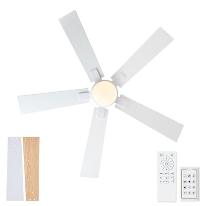 Ceiling fan with integrated LED dimmable light and white blades by HouseOfZazla remote on Tampa Home & Garden Store