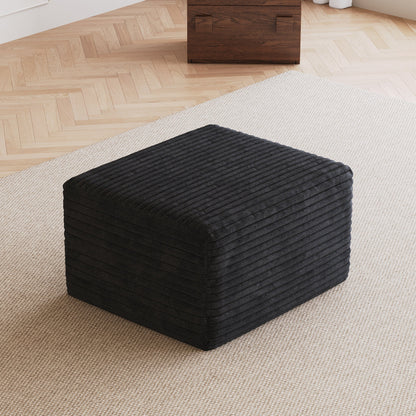 Black Corduroy Ottoman No Assembly Required