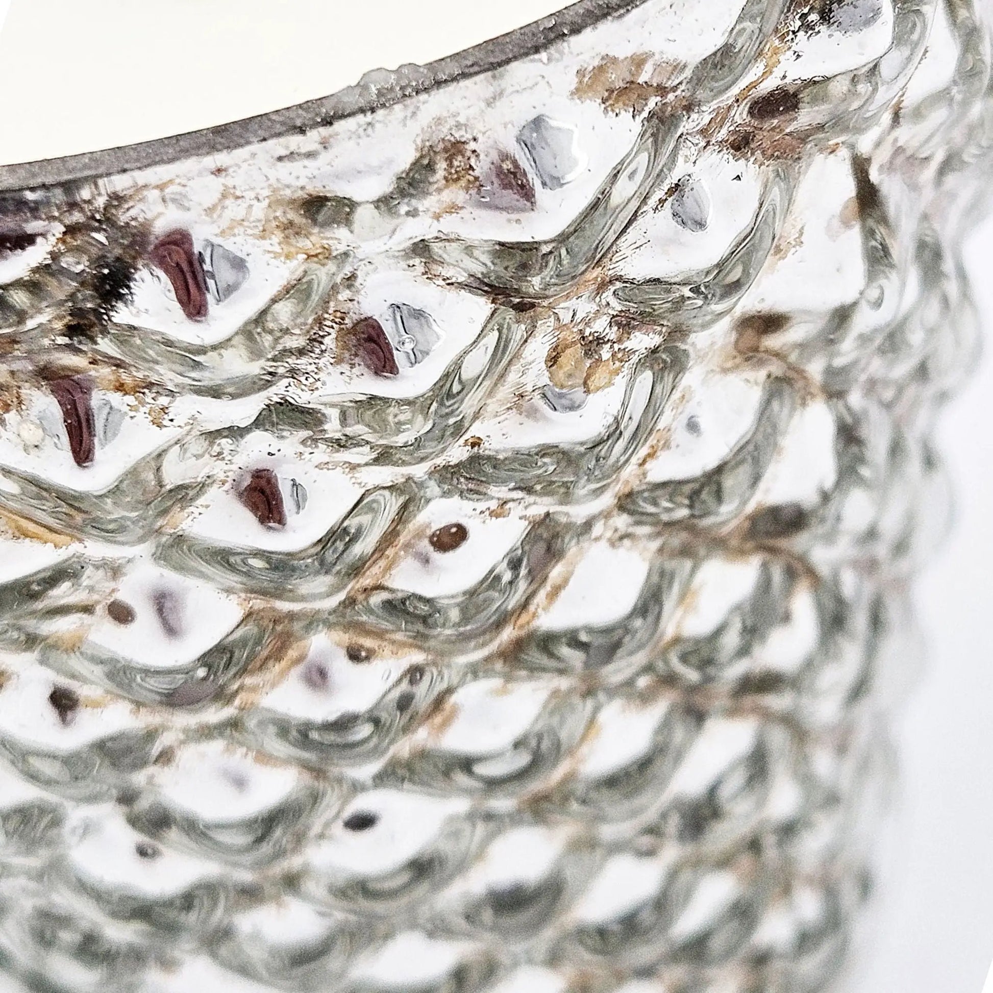 Set of 4 scented soy wax candle glass in silver with marbled swirls close-up on Tampa Home & Garden Store