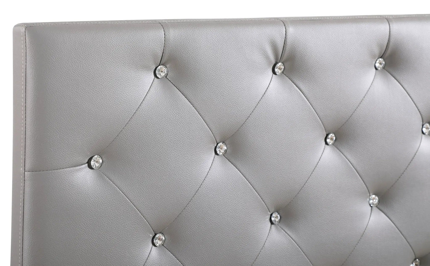 Panel Headboard with Faux Jewel Button Tufting