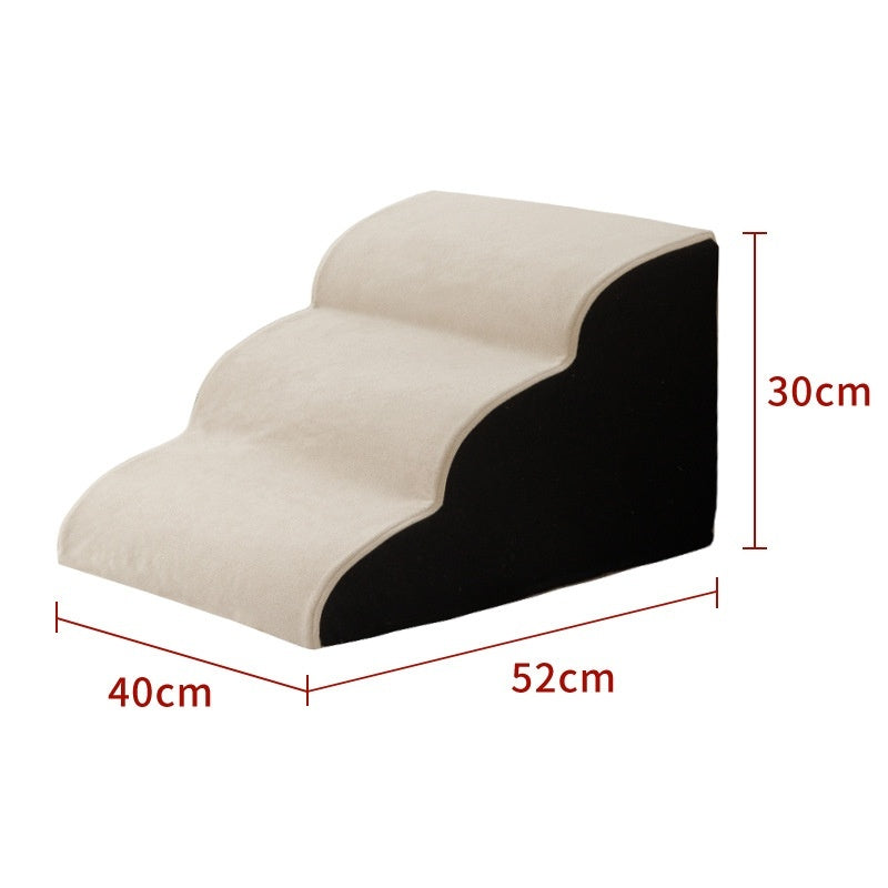 Pet Removable And Washable Stairs Bed Steps beige fabric, 3-step with black base on Tampa Home & Garden Store