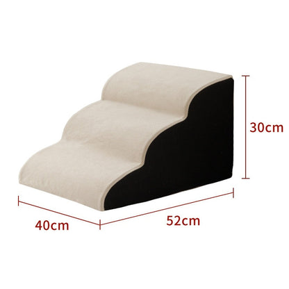 Pet Removable And Washable Stairs Bed Steps beige fabric, 3-step with black base on Tampa Home & Garden Store