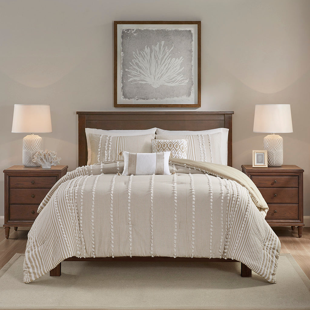 Full Queen Cotton Yarn Dyed Comforter Set