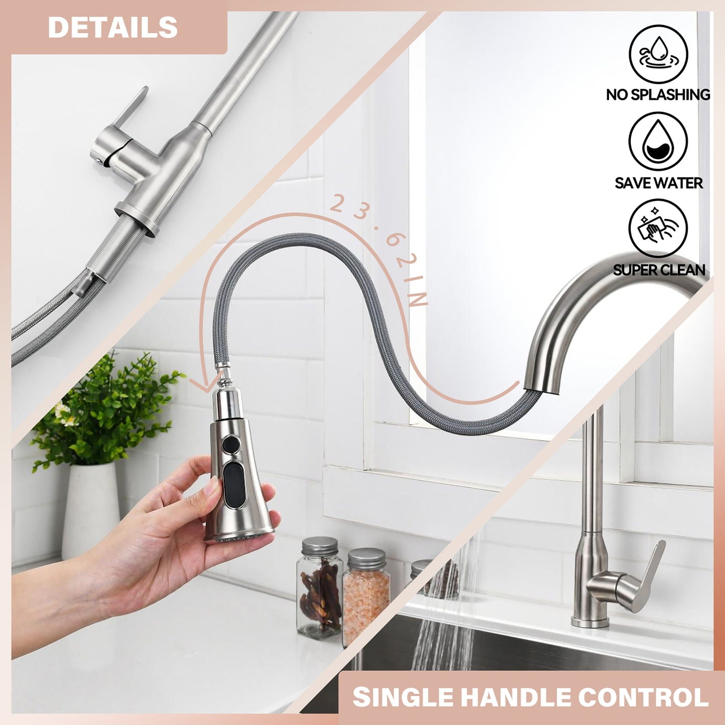 Stainless Steel Kitchen Faucet Brushed Nickel