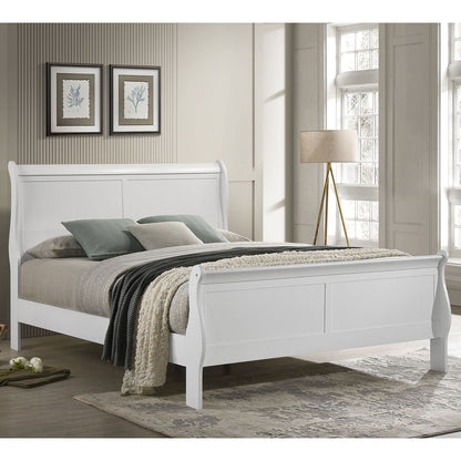 Mckee Sleigh Panel Bed white wood frame by HouseOfZazla, Sleigh Beds on Tampa Home & Garden Store