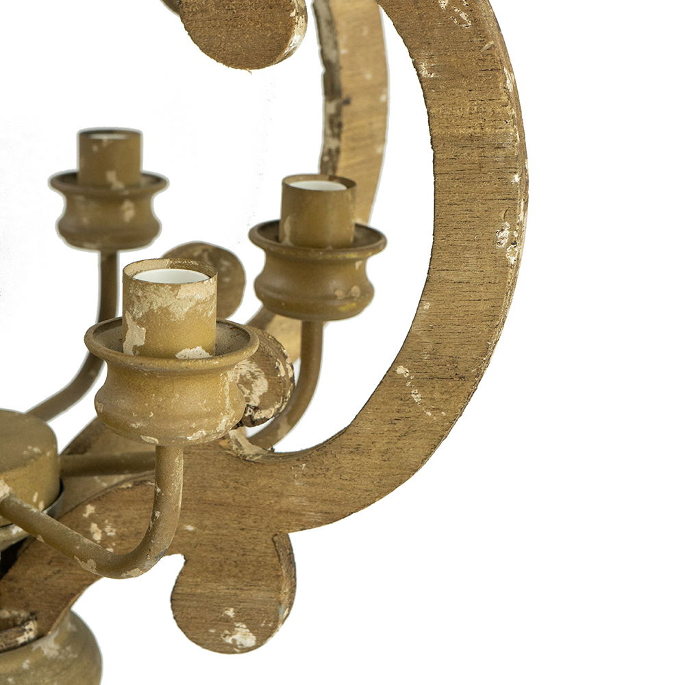 Farmhouse Chandelier With 6 Light Wood Pendant