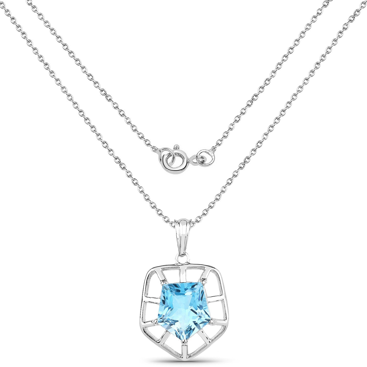 7.60 Carat Genuine Blue Topaz Sterling Silver Pendant Necklace with openwork frame by Bids.com on Tampa Home & Garden Store