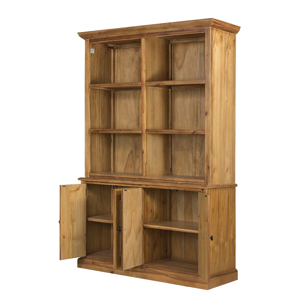 French Country acacia bookcase upper shelves, lower cabinet doors HouseOfZazla on Tampa Home & Garden Store