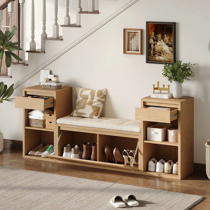 Two entryway storage benches with cushion, drawers and shelves by Unique Piece Furniture on Tampa Home & Garden Store