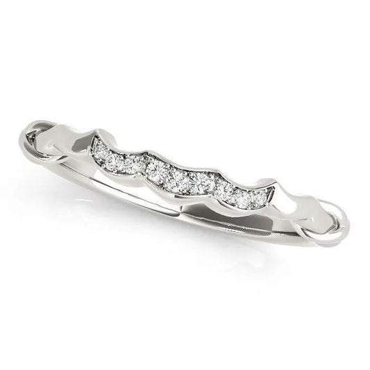 14k white gold scallop wedding band with pave diamonds, 1/20 cttw on Tampa Home & Garden Store