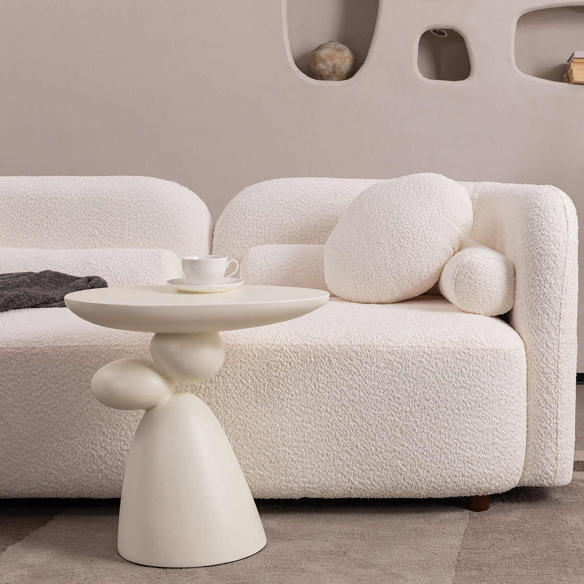 End table Lucky Stone Shaped Table with sculptural ivory base and round top by HouseOfZazla on Tampa Home & Garden Store