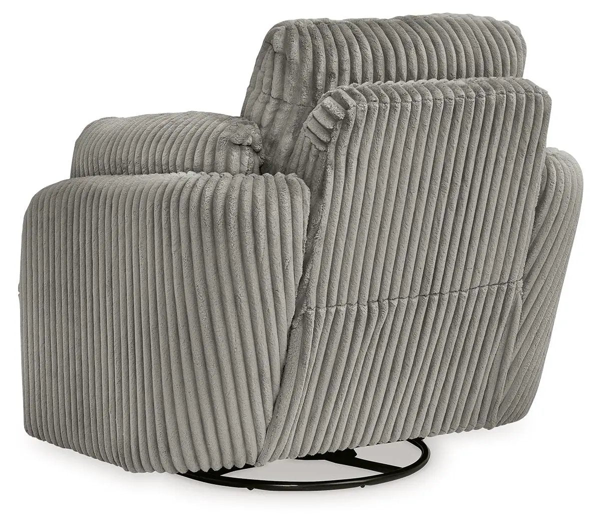 Tie-breaker swivel glider recliner gray corduroy upholstery with plush ribbed cushions Unique Piece Furniture on Tampa Home & Garden Store
