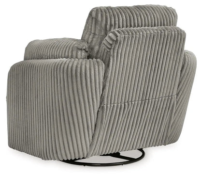 Tie-breaker swivel glider recliner gray corduroy upholstery with plush ribbed cushions Unique Piece Furniture on Tampa Home & Garden Store