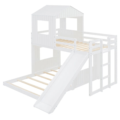 Loft bunk bed with playhouse white farmhouse style ladder and slide HouseOfZazla on Tampa Home & Garden Store