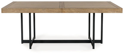 Tomtyn dining room table in natural wood finish with black metal legs on Tampa Home & Garden Store