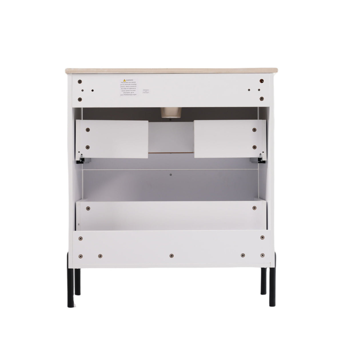 Bathroom vanity by HouseOfZazla white cabinet with light brown wood top on Tampa Home & Garden Store