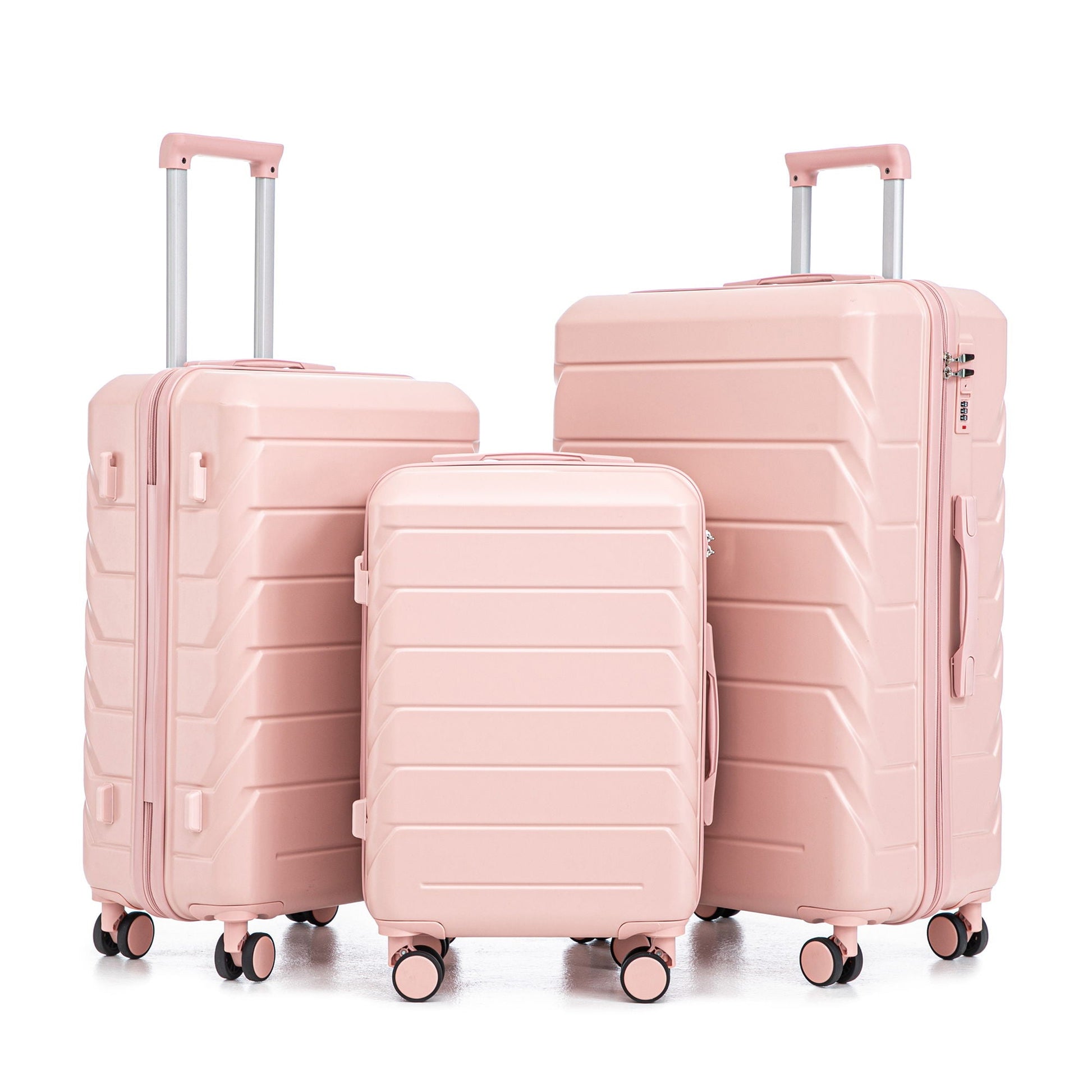 3-piece pink spinner luggage set by HouseOfZazla (20/24/28in) with combination locks on Tampa Home & Garden Store