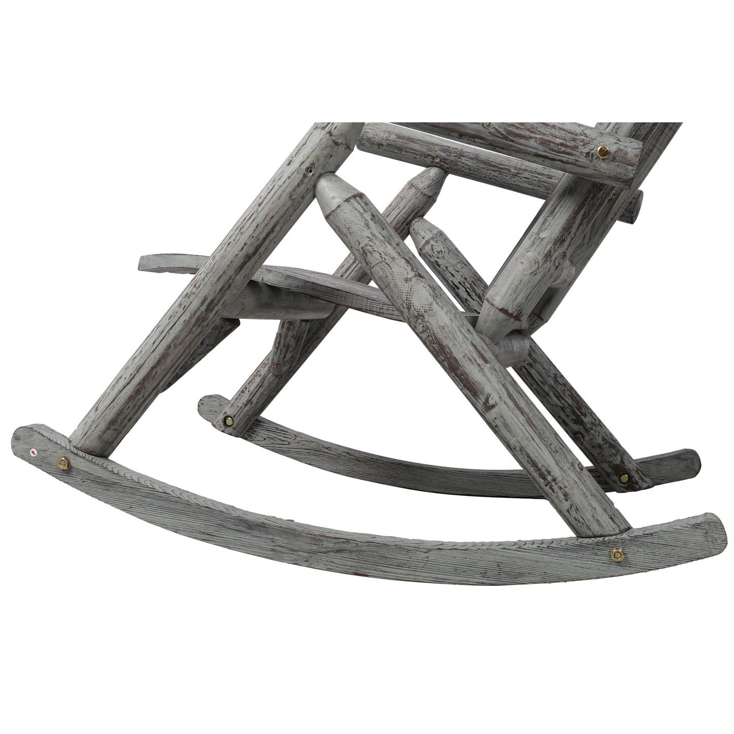 Durable Fir Log Porch Rocker by HouseOfZazla in weathered gray finish on Tampa Home & Garden Store