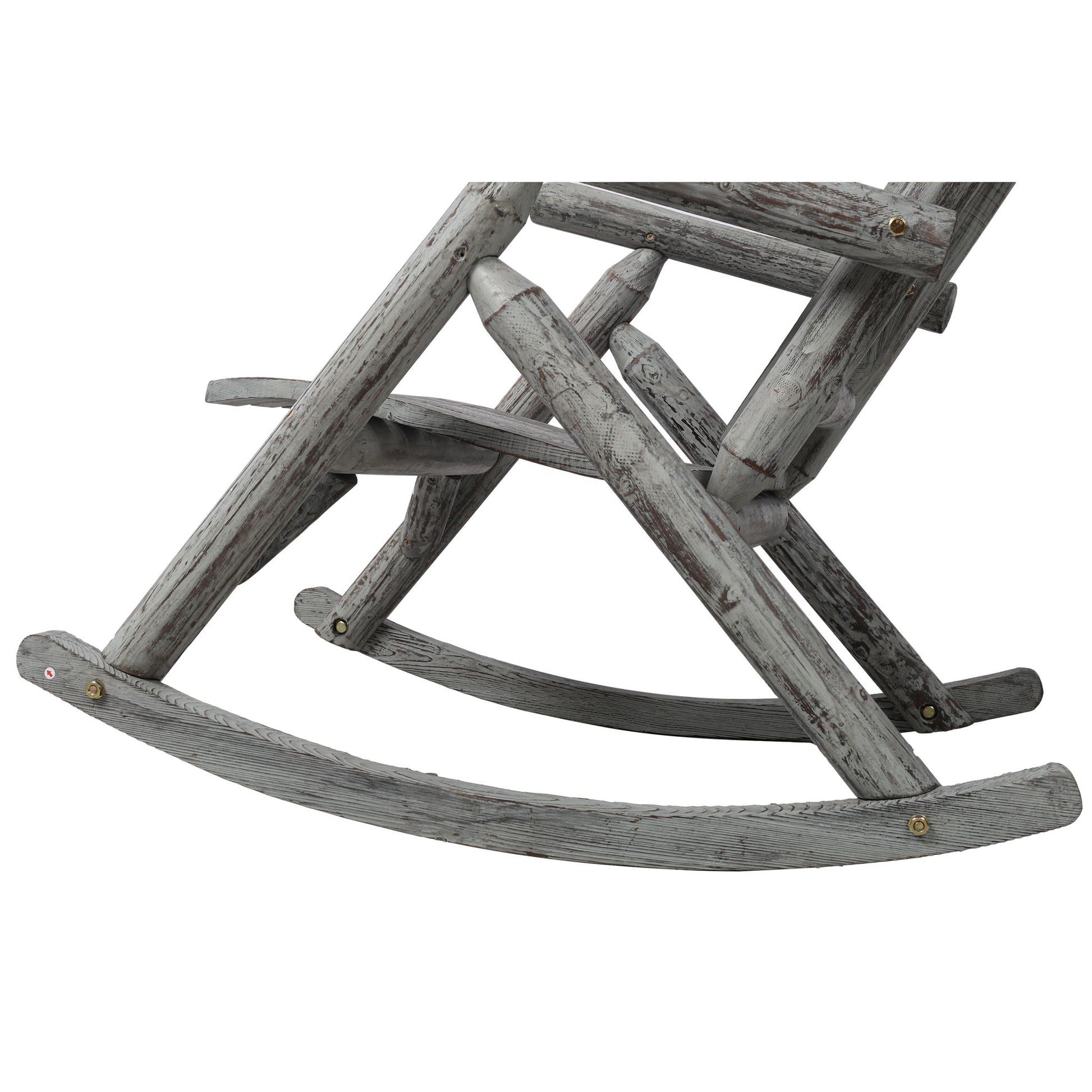 Durable Fir Log Porch Rocker by HouseOfZazla in weathered gray finish on Tampa Home & Garden Store