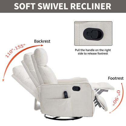 Beige HouseOfZazla massage recliner with footrest, remote pocket, rocker and swivel on Tampa Home & Garden Store