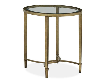 Copia Oval End Table Antiqued Silver Crafted