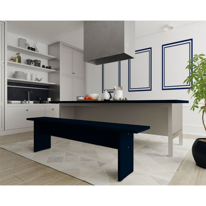 Nomad dining bench for 2 in dark navy wood, sturdy block legs by HouseOfZazla on Tampa Home & Garden Store