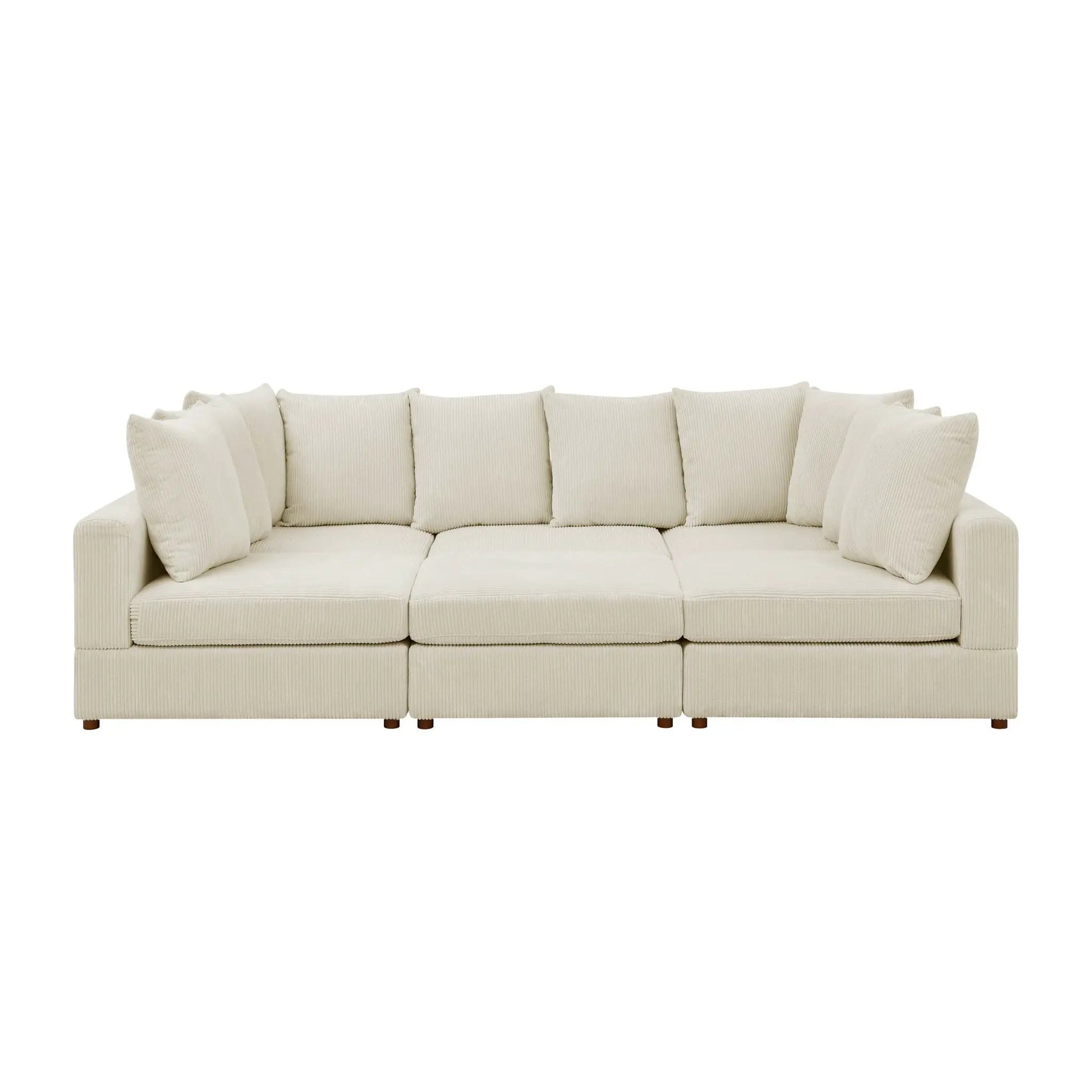 Haven 6 Piece Modular Stationary Sectional in beige corduroy fabric by Unique Piece Furniture on Tampa Home & Garden Store