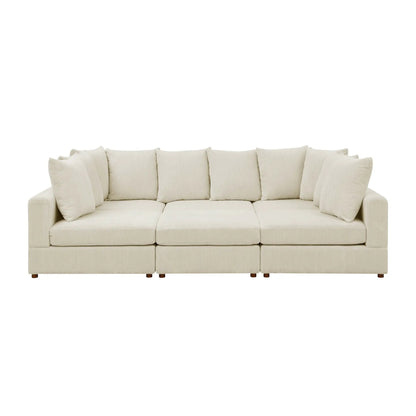 Haven 6 Piece Modular Stationary Sectional in beige corduroy fabric by Unique Piece Furniture on Tampa Home & Garden Store