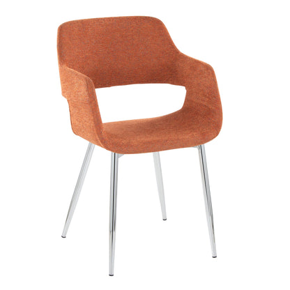 Contemporary dining chair set orange textured upholstery with chrome legs on Tampa Home & Garden Store