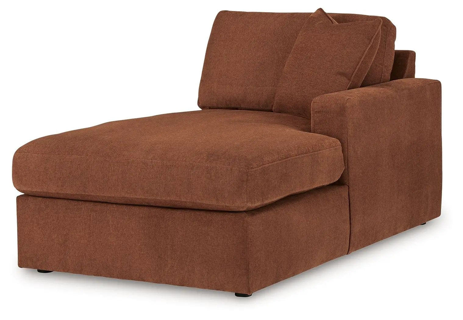 Modmax Sectional Spice chaise in rust-brown fabric, 2 back cushions, Unique Piece Furniture on Tampa Home & Garden Store