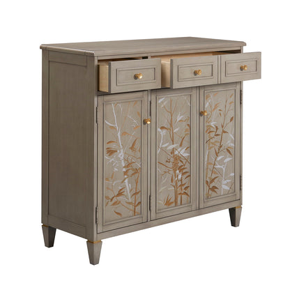 Dauphin Handpainted Entryway Cabinet gray cashmere with 3 top drawers and 3 panel doors on Tampa Home & Garden Store