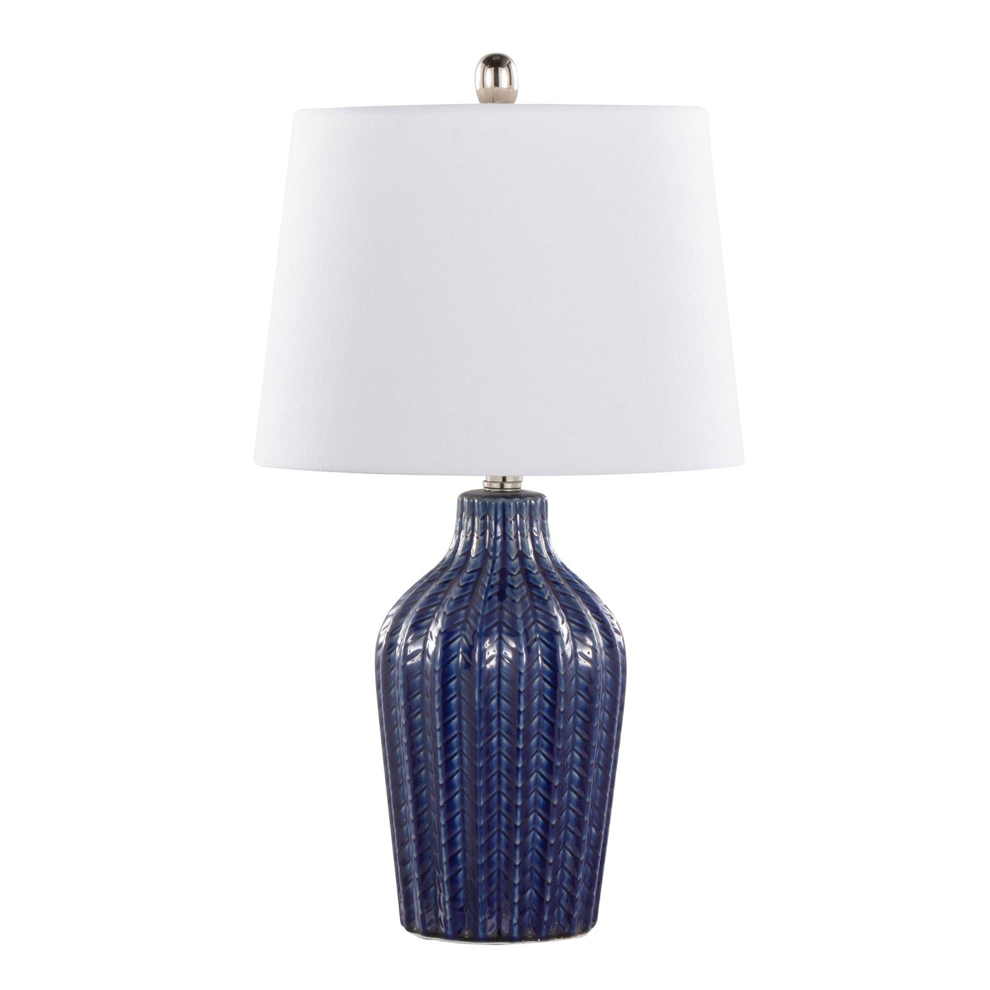 Rockwell lamp set of 2 with blue ribbed glass base and white shade by HouseOfZazla on Tampa Home & Garden Store