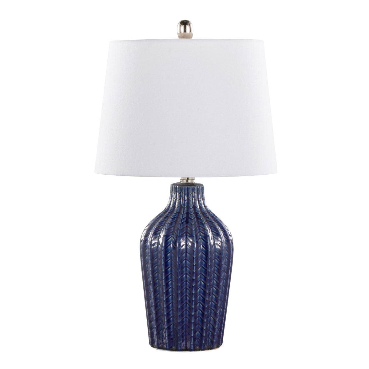 Rockwell lamp set of 2 with blue ribbed glass base and white shade by HouseOfZazla on Tampa Home & Garden Store