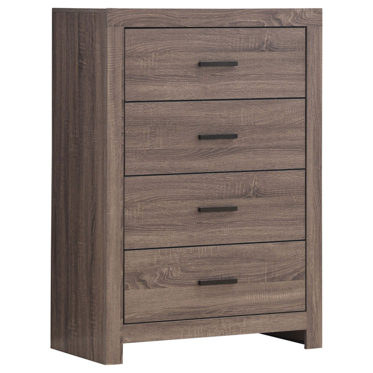 Geary 4-piece bedroom dresser set by HouseOfZazla in dark wood grain with black bar pulls on Tampa Home & Garden Store