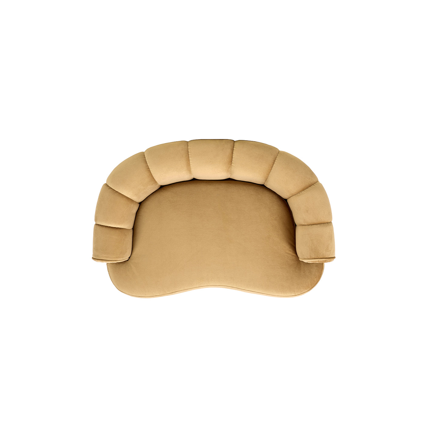 Halle 35.5in Rolled-Arm Channel-Tufted Dog Sofa Bed in tan plush velvet by HouseOfZazla on Tampa Home & Garden Store