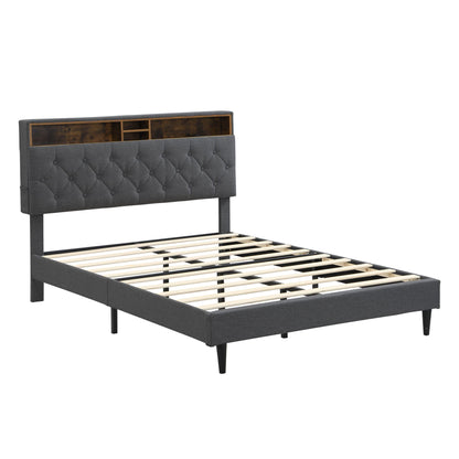 Modern Upholstered Bed Frame and Usb Ports