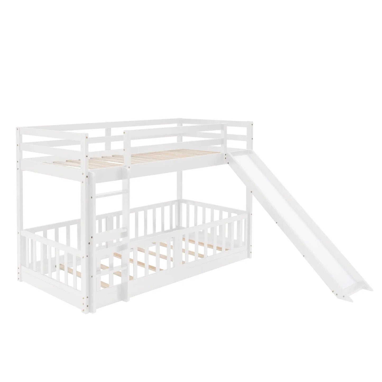 White wooden bunk bed with built-in ladder and slide by Unique Piece Furniture on Tampa Home & Garden Store