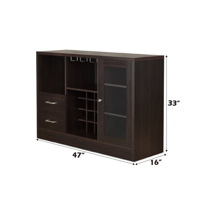 Hazen Wine Cabinet III Espresso by HouseOfZazla glass-door cabinet with stemware rack on Tampa Home & Garden Store