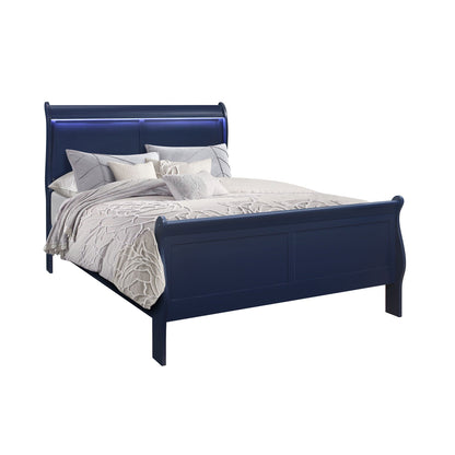 Charlston 5 Piece Bedroom Set with LED Headboard in navy blue by HouseOfZazla on Tampa Home & Garden Store