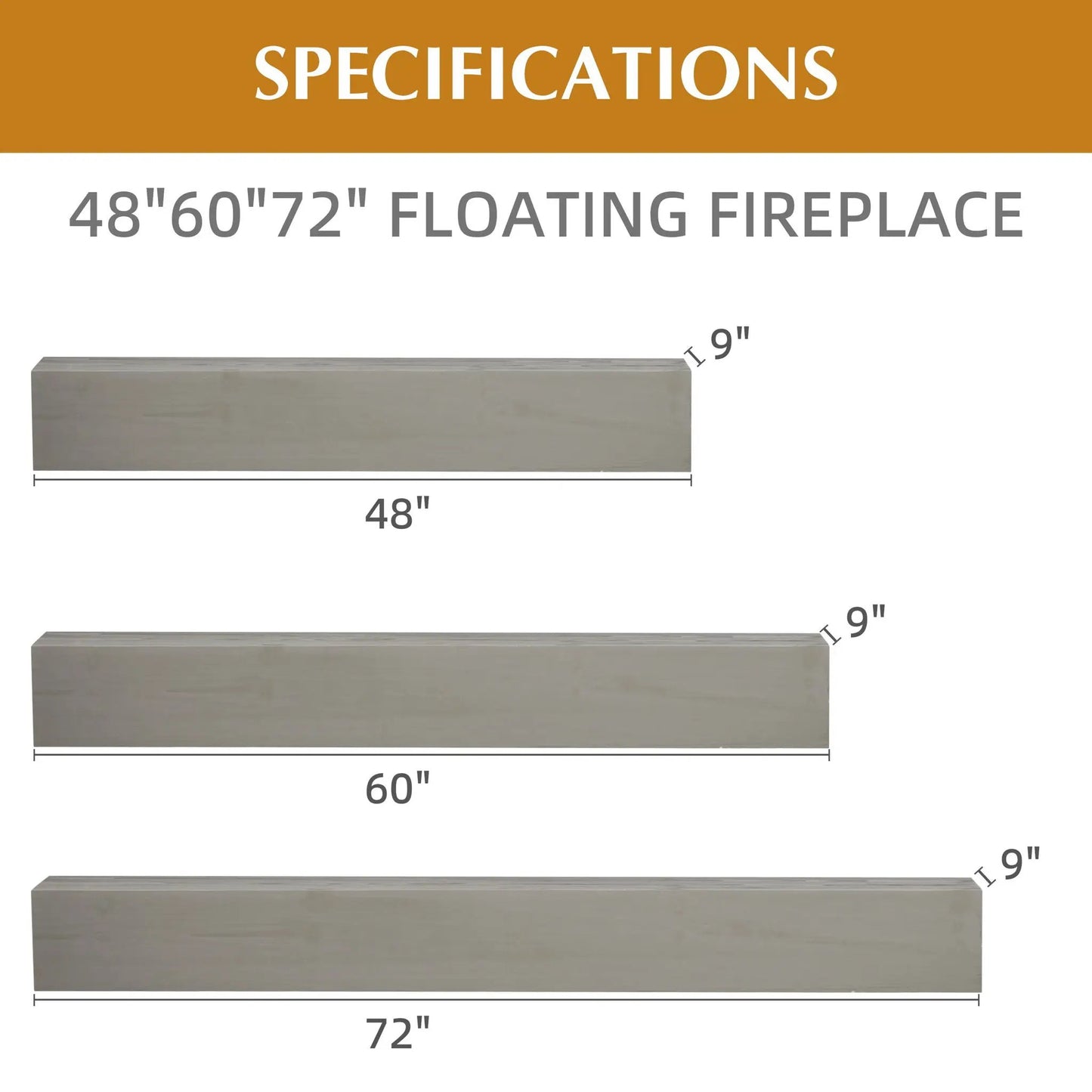 Floating Fireplace Mantel Shelf for Home Decor