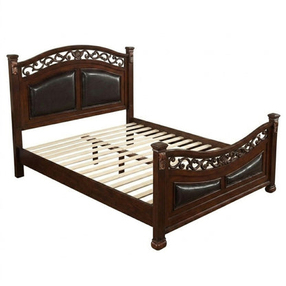 Traditional 3-piece bed set by HouseOfZazla with ornate headboard and footboard black panels on Tampa Home & Garden Store