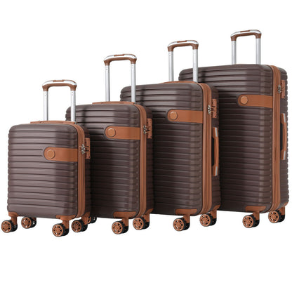 HouseOfZazla brown hard-shell 4-piece luggage set with expandable design and spinner wheels on Tampa Home & Garden Store