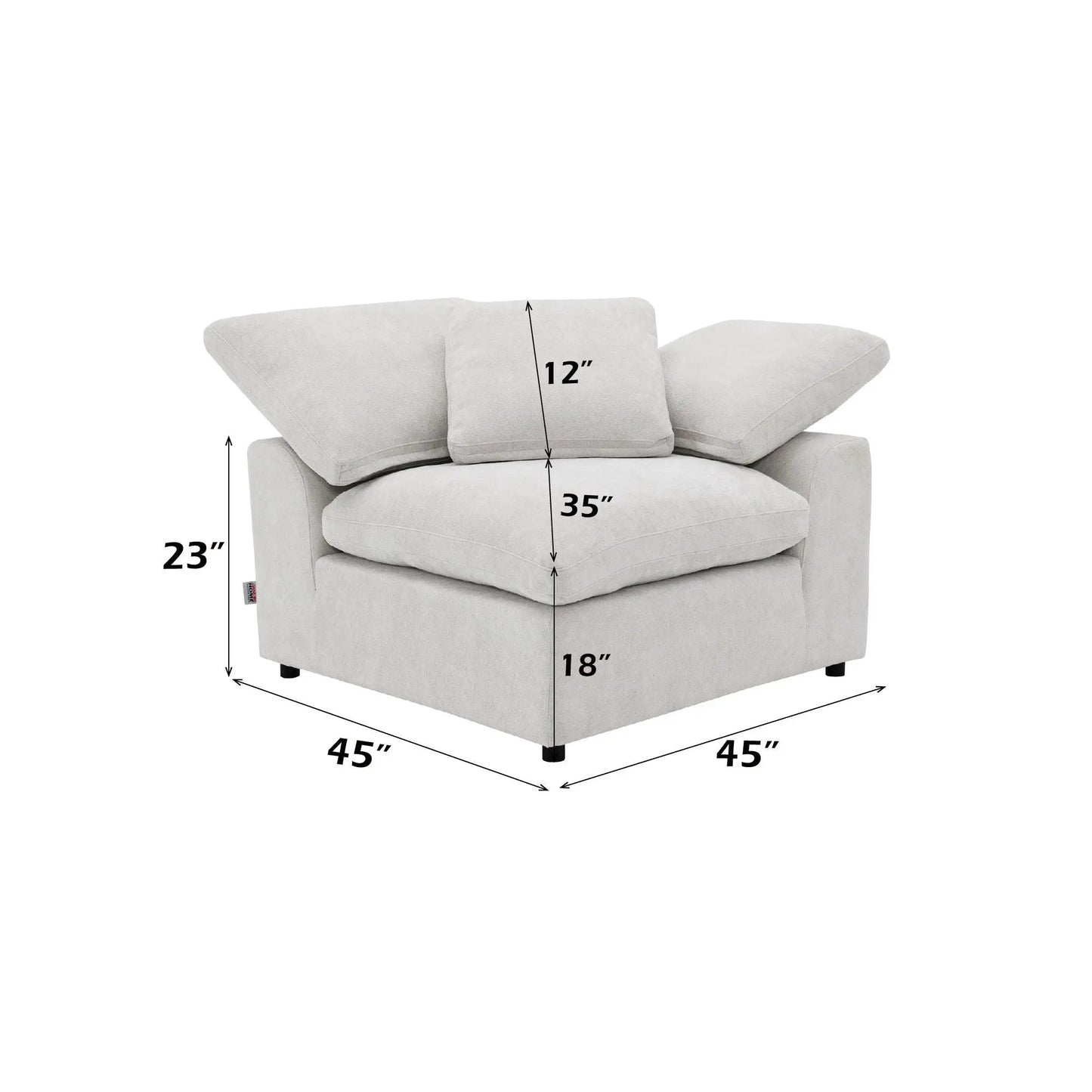 Naveen 2-Piece modular sectional with ottoman in light gray fabric by Unique Piece Furniture on Tampa Home & Garden Store