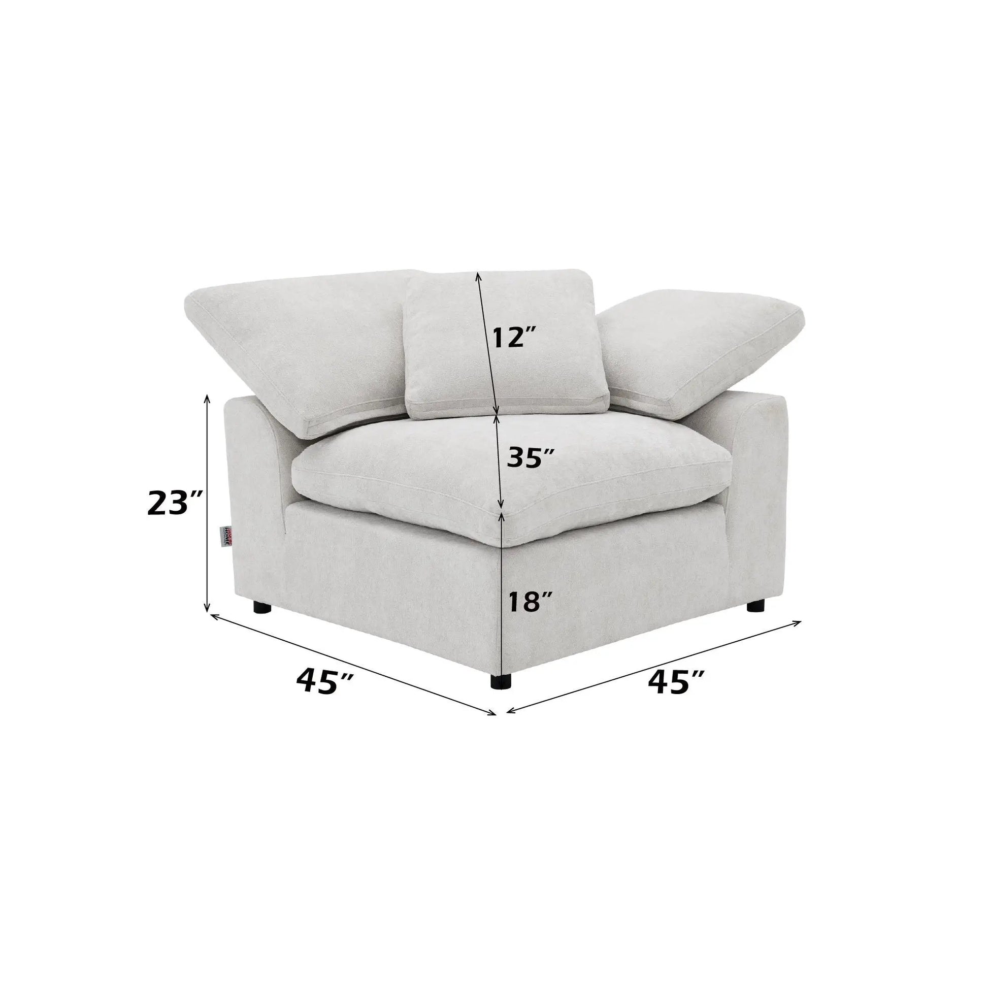 Naveen 2-Piece modular sectional with ottoman in light gray fabric by Unique Piece Furniture on Tampa Home & Garden Store