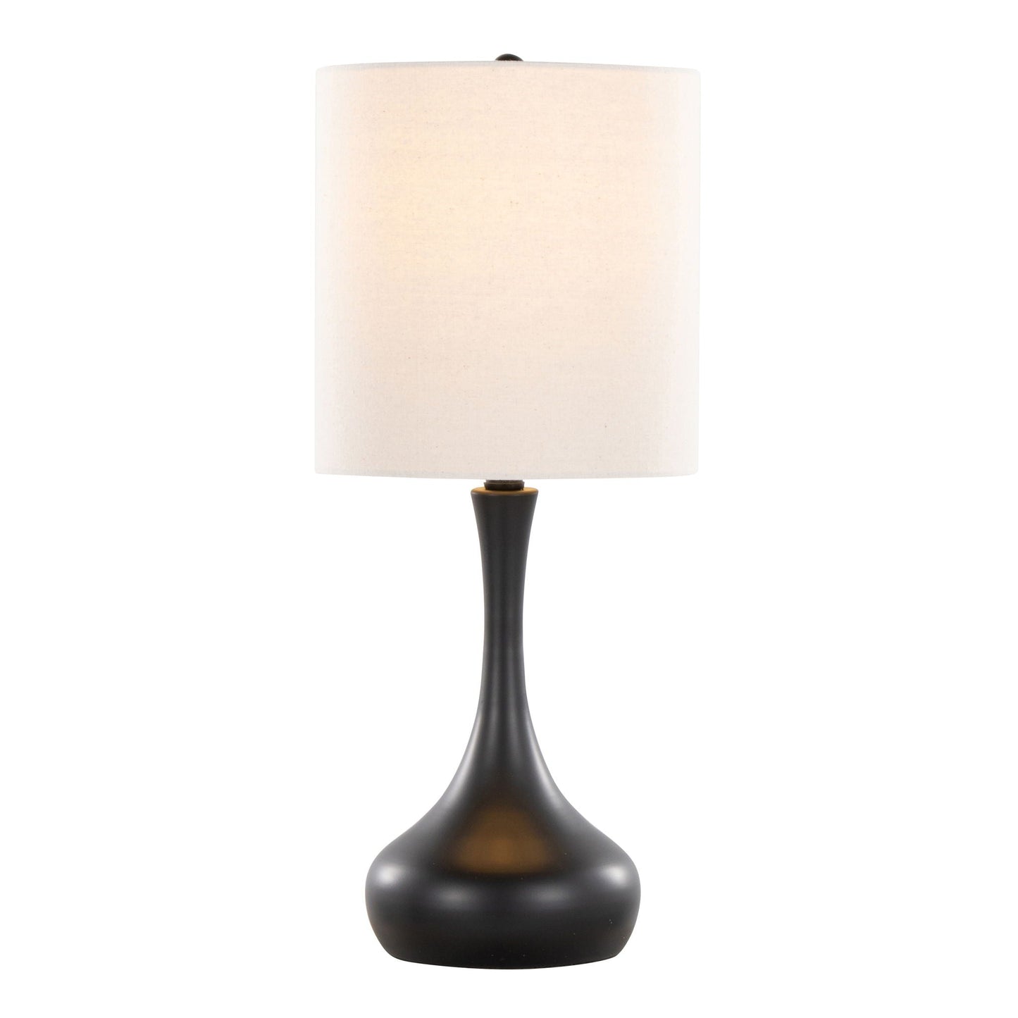 Genie contemporary table lamp matte black base with oatmeal fabric lampshade on Tampa Home & Garden Store