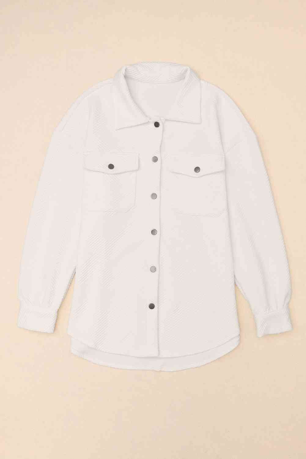 Stevvex cloudy blue snap-front collared jacket with pockets on Tampa Home & Garden Store