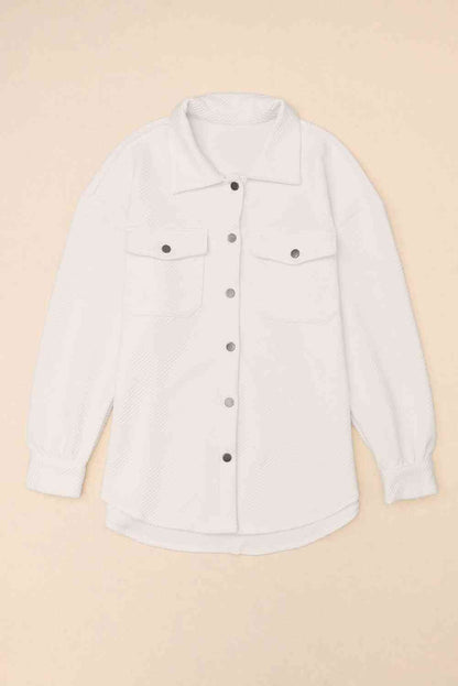 Stevvex cloudy blue snap-front collared jacket with pockets on Tampa Home & Garden Store